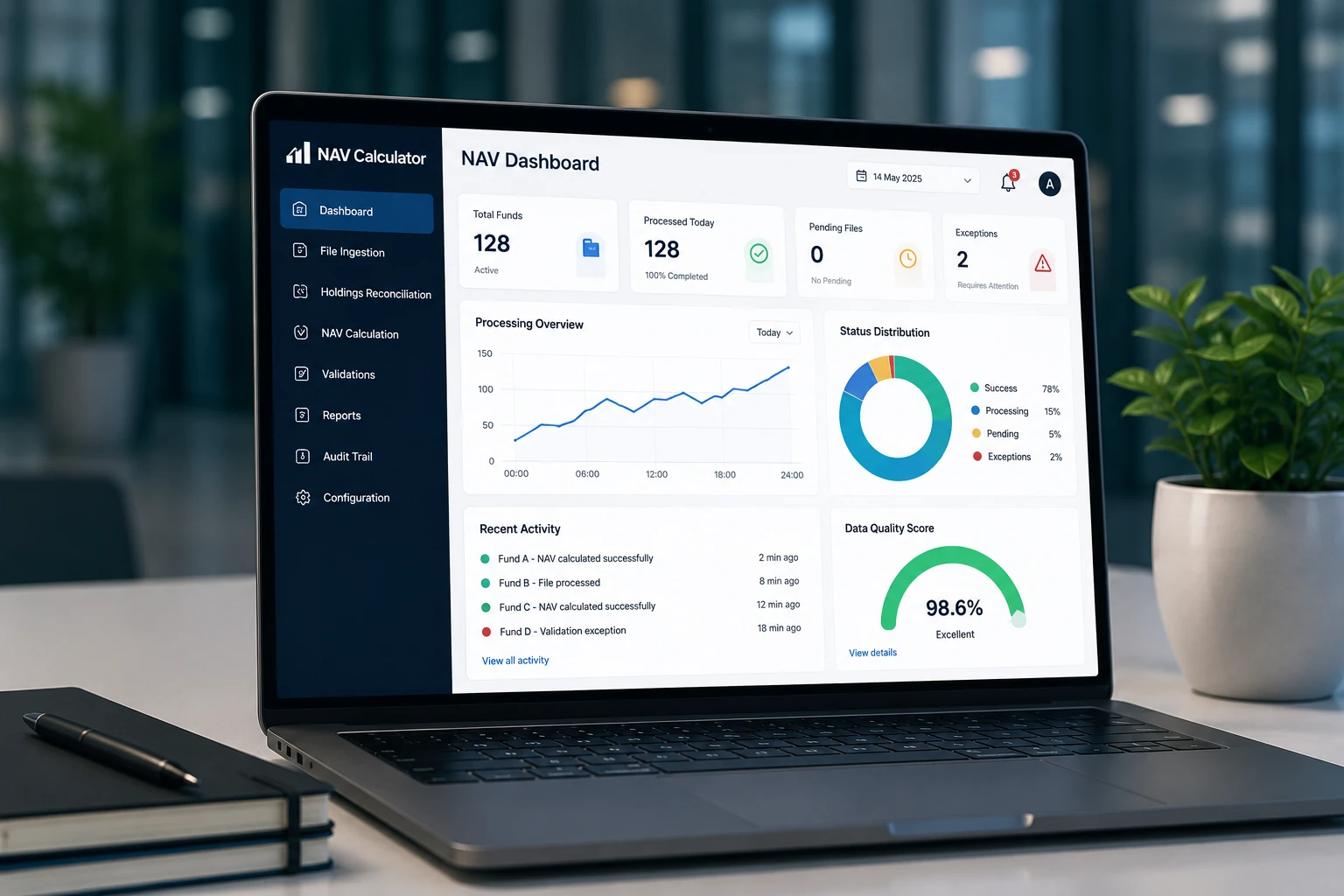 Automated NAV calculation and fund data processing platform