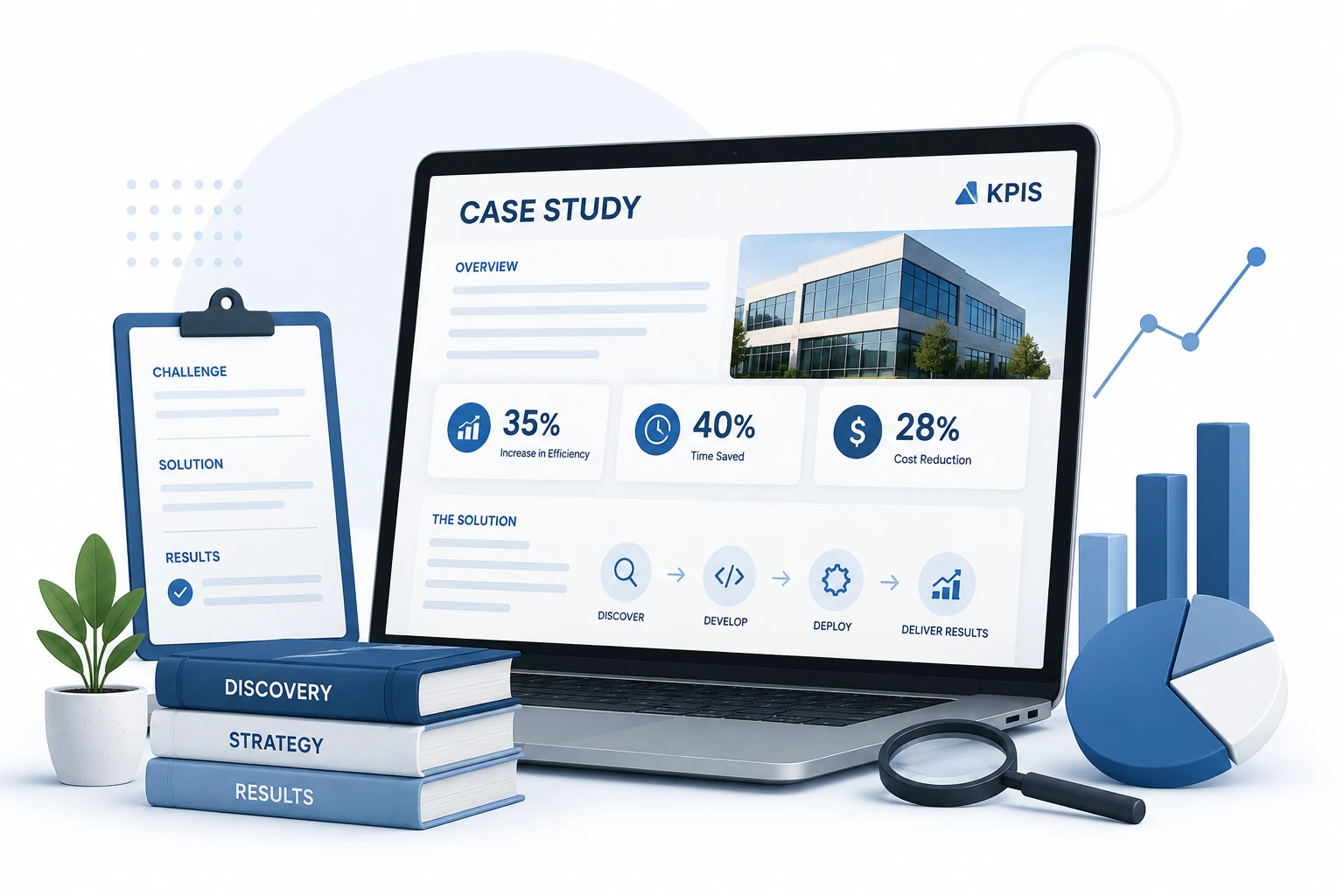 Illustration representing business software projects and digital transformation